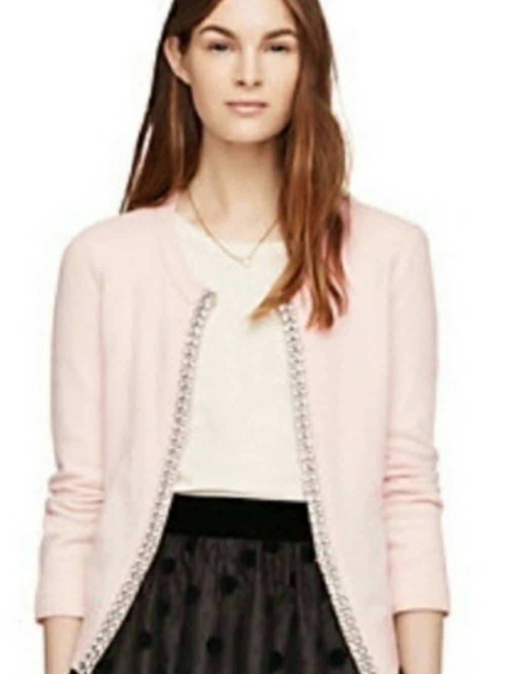 kate spade Pale Pink Jeweled-Trim Cardigan